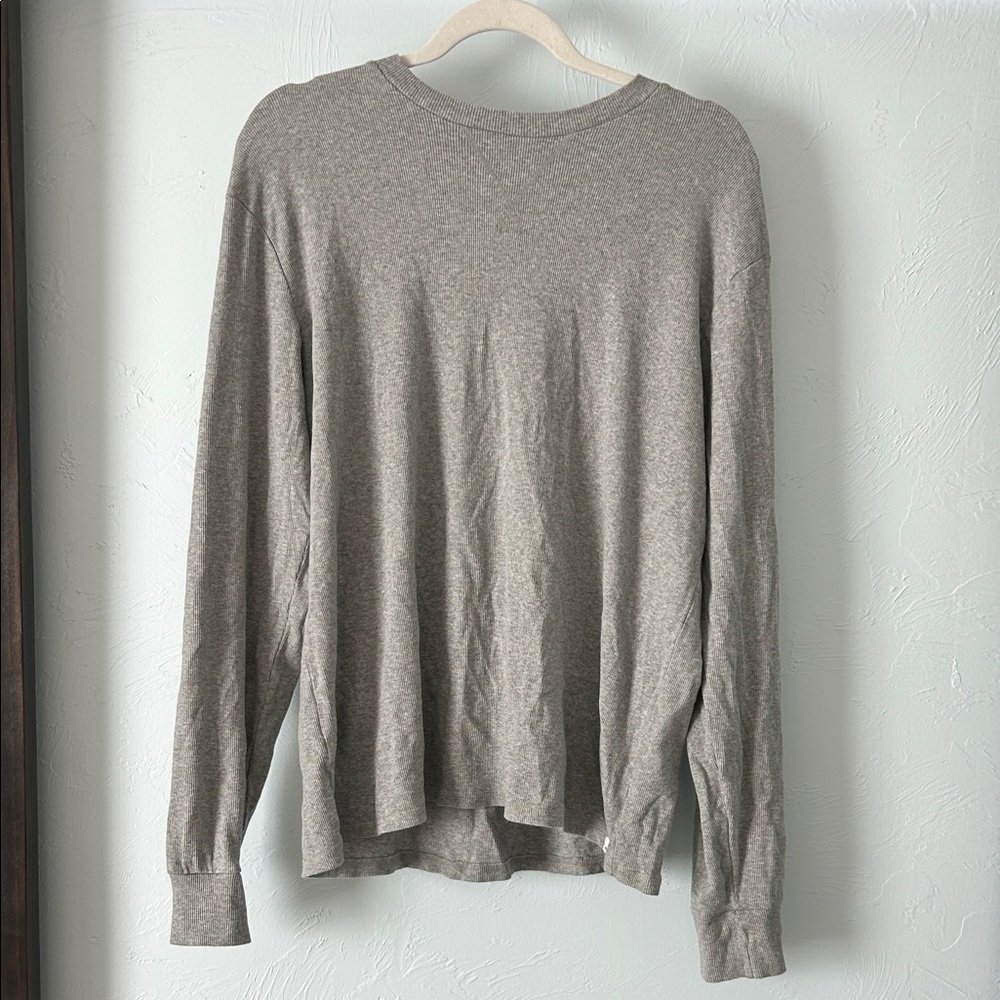 Burt's Bees Men's Gray Ribbed Long Sleeve Crewneck Tee